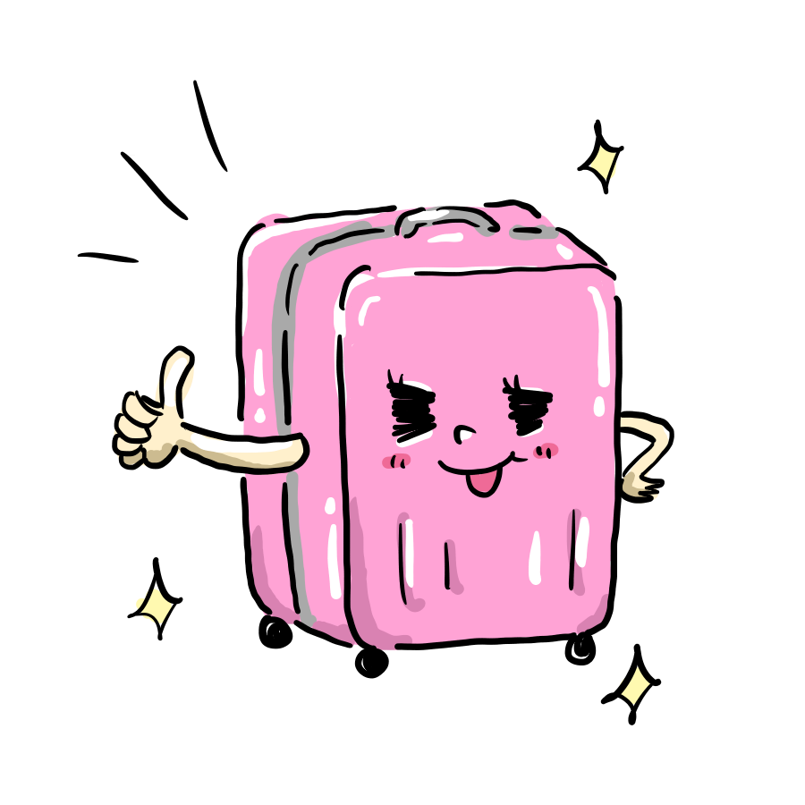 スーツケース　いいね　ピンク　ゆるイラスト　ゆるい　なおこさんのフリーイラスト　無料素材　フリーイラスト　アイコン　無料　イラスト　イラスト無料　無料イラスト